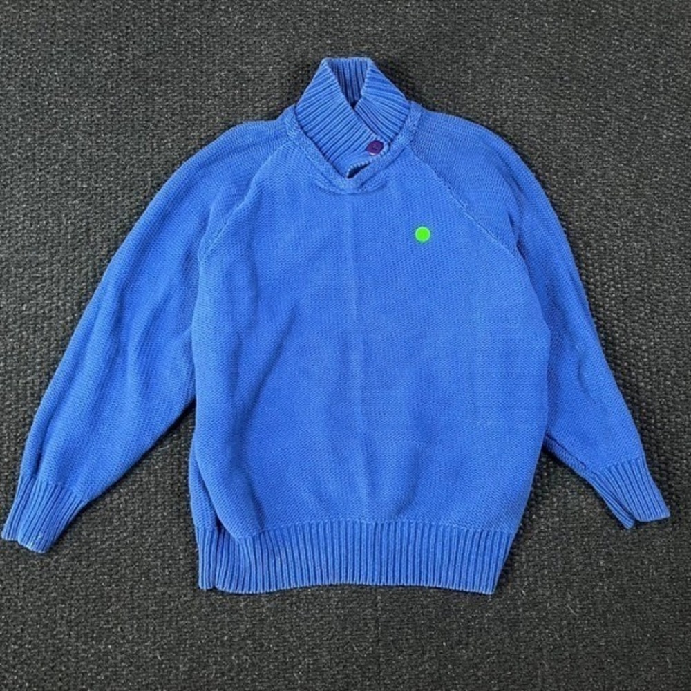 Gap Clothing Co Blue Ramie Cotton Knit Shawl Collar Pullover Sweater Mens Large